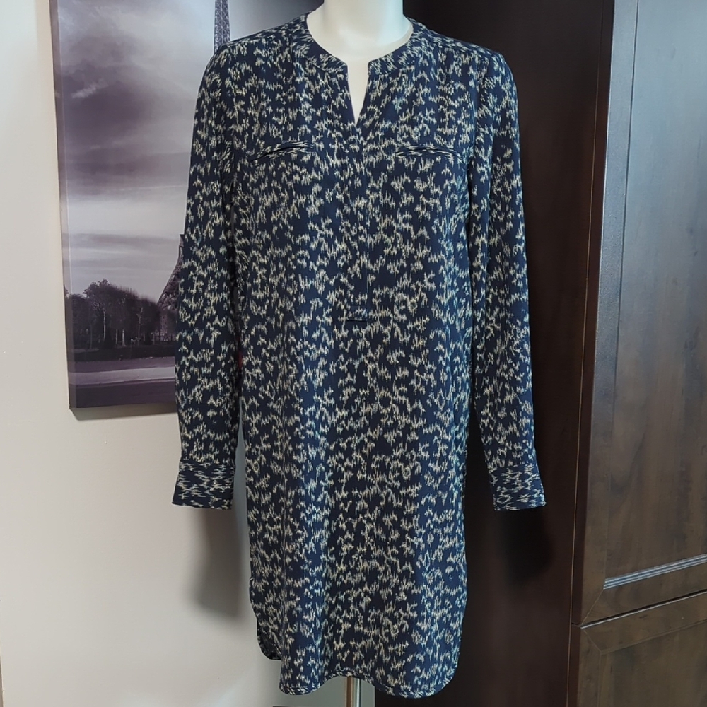 Lila Rose Navy and Cream Long Sleeve Dress